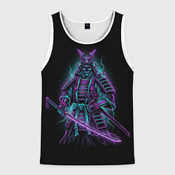 Майка-безрукавка мужская Неоновый электросамурай, цвет: 3D-белый