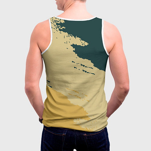 Мужская майка без рукавов Желто-зеленые абстрактные полосы / 3D-Белый – фото 4