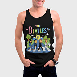 Майка-безрукавка мужская The Beatles, мультяшный стиль, цвет: 3D-черный — фото 2