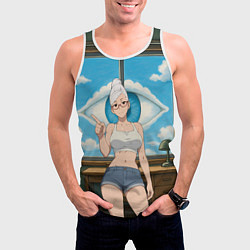 Майка-безрукавка мужская Dandadan Seiko в комнате указывает, цвет: 3D-белый — фото 2