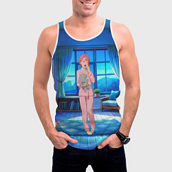 Майка-безрукавка мужская Сиратори Айра хочет спать, цвет: 3D-белый — фото 2