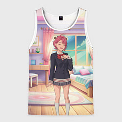 Майка-безрукавка мужская Дандадан Сиратори Айра смущается, цвет: 3D-белый