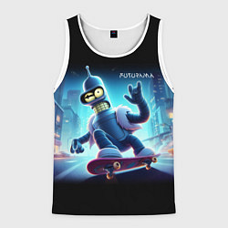 Мужская майка без рукавов Bender is a skateboarder in neon street - ai art