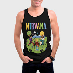Майка-безрукавка мужская Нирвана мультяшный стиль, цвет: 3D-черный — фото 2