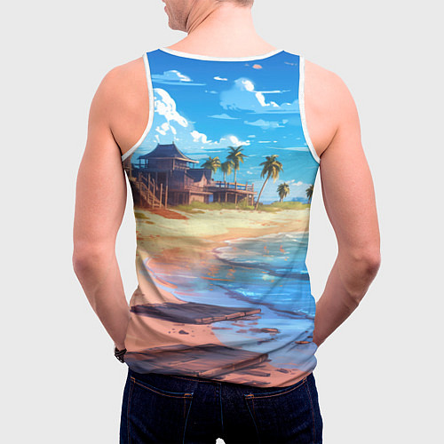 Мужская майка без рукавов Дандадан Сиратори Айра с ракушкой в руках / 3D-Белый – фото 4