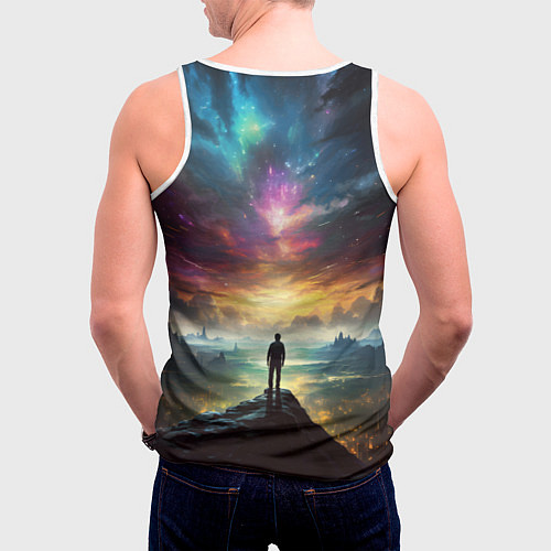 Мужская майка без рукавов Shocking the cosmos / 3D-Белый – фото 4