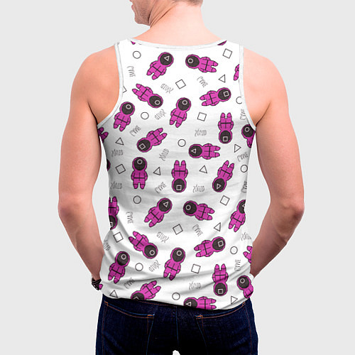 Мужская майка без рукавов Персонажи корейского сериала игра в кальмара / 3D-Белый – фото 4