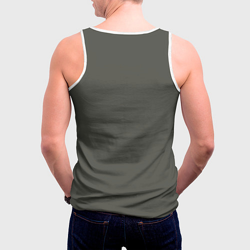 Мужская майка без рукавов Абстрактный лес, геометрический с однотоном / 3D-Белый – фото 4