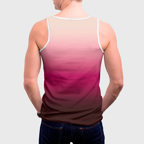 Мужская майка без рукавов Градиент transcendent pink омбре / 3D-Белый – фото 4