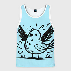Мужская майка без рукавов Чайка в стиле скетча