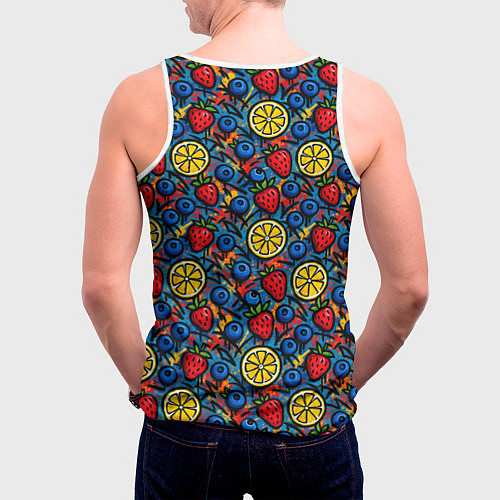 Мужская майка без рукавов Ягоды и фрукты паттерн / 3D-Белый – фото 4