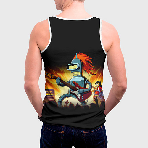 Мужская майка без рукавов Bender is a hard rock guitarist - Futurama / 3D-Белый – фото 4