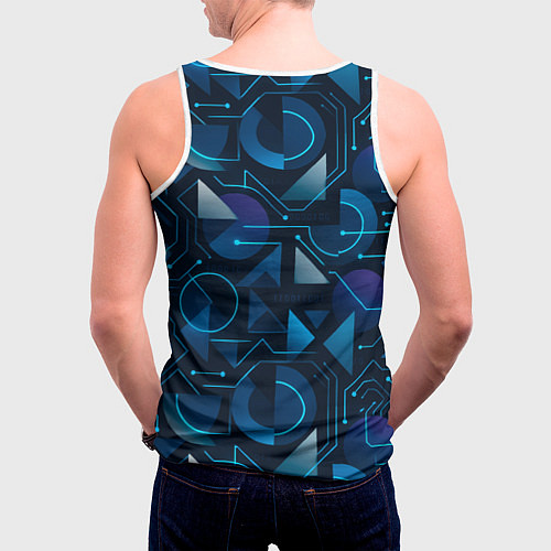 Мужская майка без рукавов Футуристическая сине-фиолетовая абстракция с хакер / 3D-Белый – фото 4