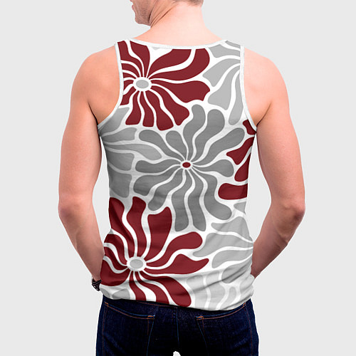 Мужская майка без рукавов Цветы cherry and grey pattern / 3D-Белый – фото 4