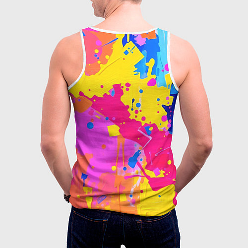 Мужская майка без рукавов Яркие пятна акриловой краски на стене / 3D-Белый – фото 4