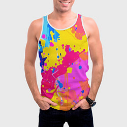Майка-безрукавка мужская Яркие пятна акриловой краски на стене, цвет: 3D-белый — фото 2