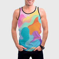 Майка-безрукавка мужская Разноцветные красивые облака, цвет: 3D-черный — фото 2