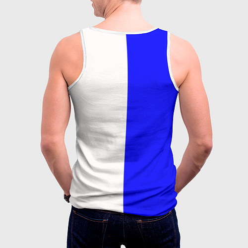 Мужская майка без рукавов Сатурн сине-белый / 3D-Белый – фото 4
