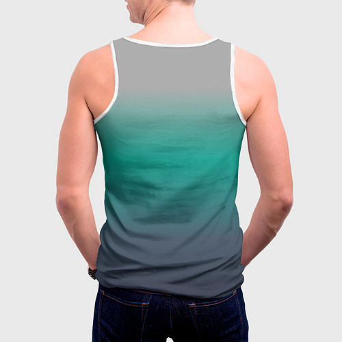 Мужская майка без рукавов Градиент серо-зеленый / 3D-Белый – фото 4