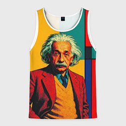 Майка-безрукавка мужская Эйнштейн поп-арт, цвет: 3D-белый
