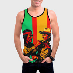 Майка-безрукавка мужская Ковбой против индейца поп-арт, цвет: 3D-черный — фото 2