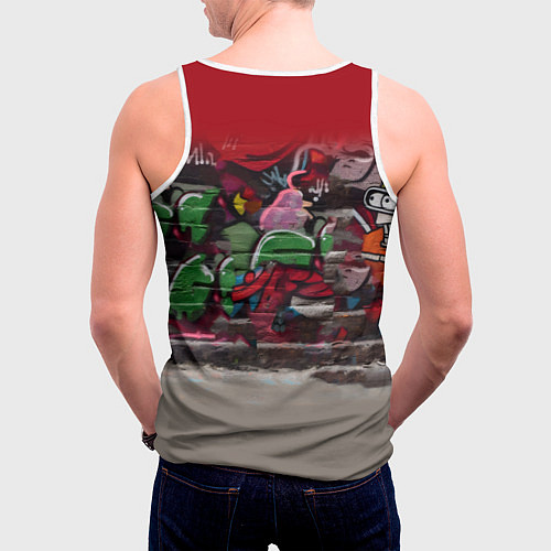 Мужская майка без рукавов Bender bending robot and Fry - ai art graffiti / 3D-Белый – фото 4
