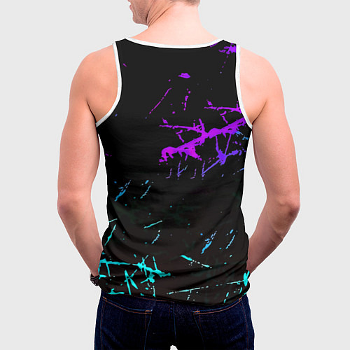 Мужская майка без рукавов Doom неоновые штрихи / 3D-Белый – фото 4