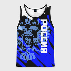 Мужская майка без рукавов Россия чёрно-синий штрихи