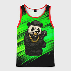 Мужская майка без рукавов Панда рэпер с микрофоном