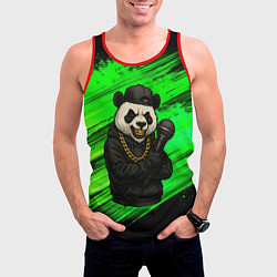 Майка-безрукавка мужская Панда рэпер с микрофоном, цвет: 3D-красный — фото 2