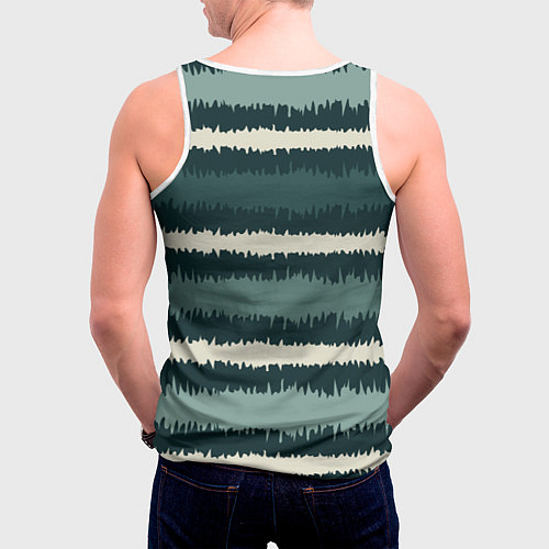 Мужская майка без рукавов Полосы зигзагообразные зеленые / 3D-Белый – фото 4