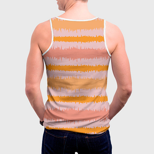 Мужская майка без рукавов Полосы зигзагообразные оранжево-розовые / 3D-Белый – фото 4