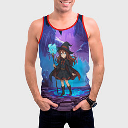 Майка-безрукавка мужская Аниме девочка маг с волшебных посохом, цвет: 3D-красный — фото 2