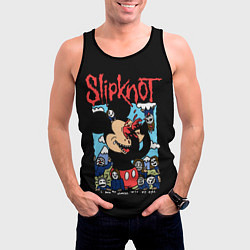 Майка-безрукавка мужская Слипкнот и Микки Маус - I push my fingers into my, цвет: 3D-черный — фото 2