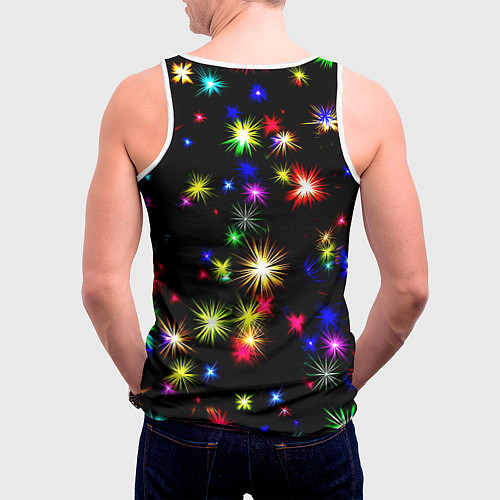 Мужская майка без рукавов Doom новогодние искры / 3D-Белый – фото 4
