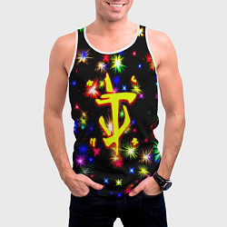 Майка-безрукавка мужская Doom новогодние искры, цвет: 3D-белый — фото 2