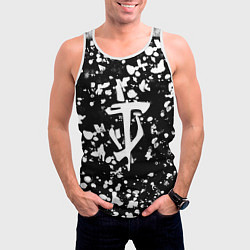 Майка-безрукавка мужская Дум белые брызги красок, цвет: 3D-белый — фото 2