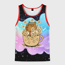 Майка-безрукавка мужская Менеджер капибара в кружке в стикерах, цвет: 3D-красный