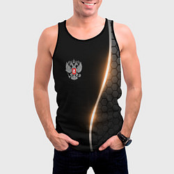 Майка-безрукавка мужская Герб России и неоновая линия, цвет: 3D-черный — фото 2
