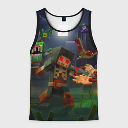 Майка-безрукавка мужская Майнкрафт - темная ночь, цвет: 3D-черный
