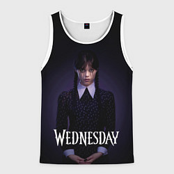 Майка-безрукавка мужская Уэнсдэй в черных слезах Wednesday, цвет: 3D-белый
