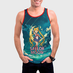 Майка-безрукавка мужская Sailor Moon на фоне неба, цвет: 3D-красный — фото 2