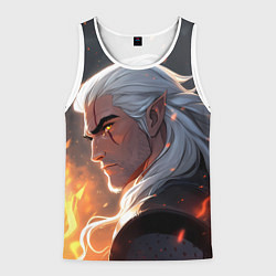 Майка-безрукавка мужская Ведьмак в аниме стиле, цвет: 3D-белый
