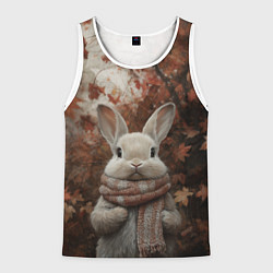 Майка-безрукавка мужская Зайчишка в шарфе, цвет: 3D-белый
