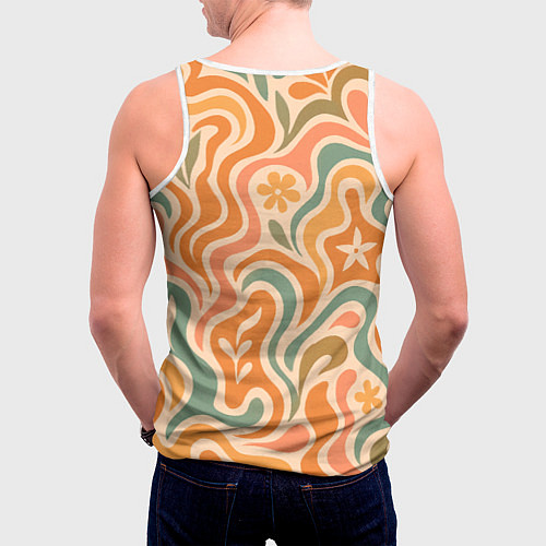Мужская майка без рукавов Цветочная волна / 3D-Белый – фото 4