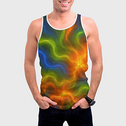 Майка-безрукавка мужская Разноцветный дым, цвет: 3D-белый — фото 2