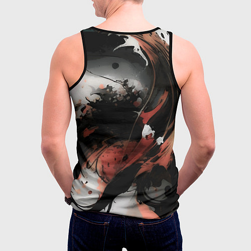 Мужская майка без рукавов Тёмные краски абстракция красно-чёрный / 3D-Черный – фото 4