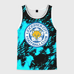 Майка-безрукавка мужская Лестер сити голубые краски, цвет: 3D-белый