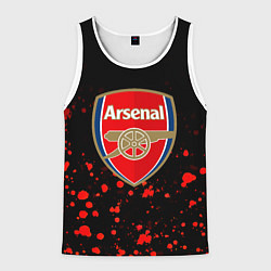 Мужская майка без рукавов Арсенал красные краски всплеск