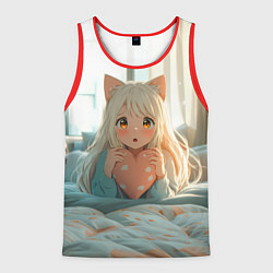 Мужская майка без рукавов Аниме девушка в кровати с сердцем